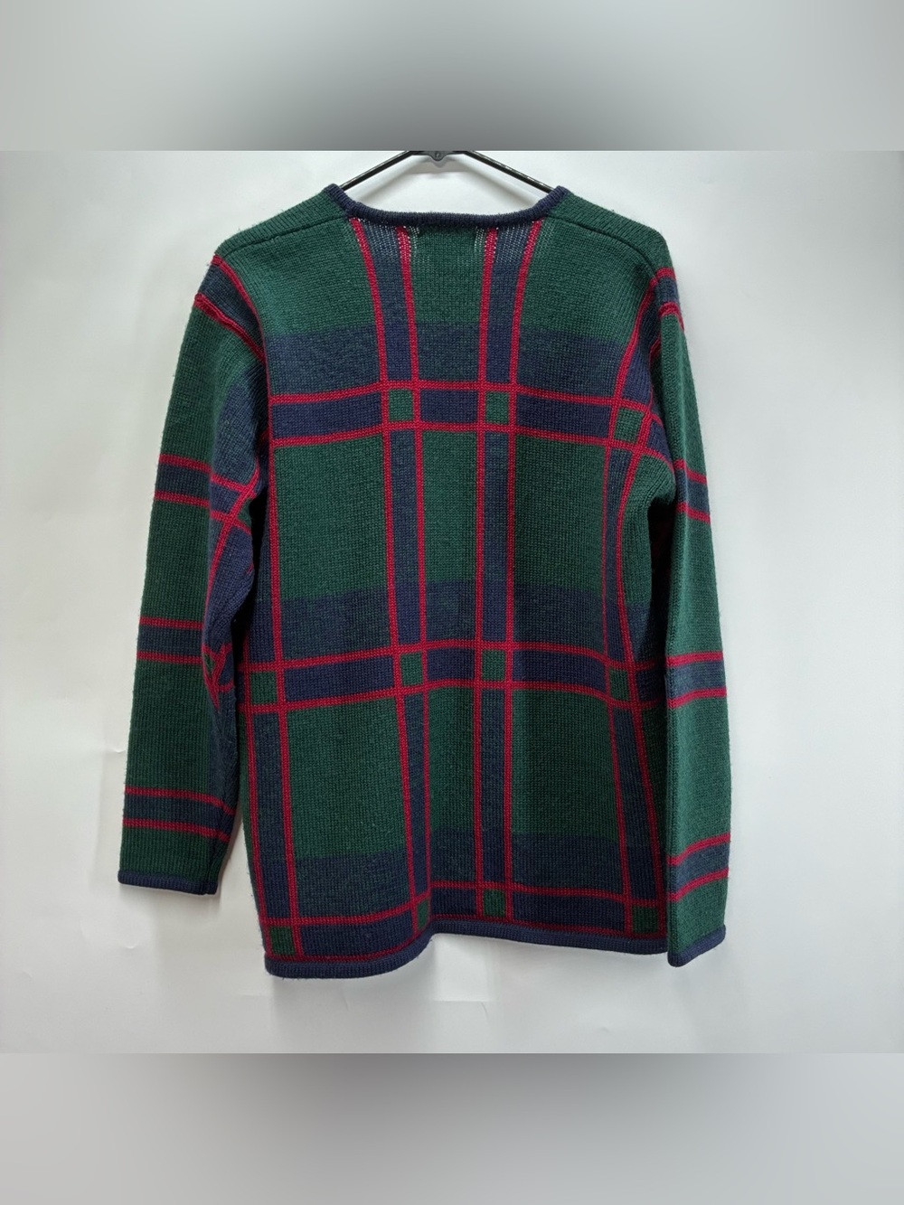Vintage 90s Pendleton Large Wool Plaid Cardigan Sweater Paisley Button Up Retro - Picture 3 of 5